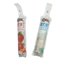 Pochette souple en plastique de 100 ml en forme de bouteille pour boissons, sachet d'emballage injectable pour yaourt et jus avec paille