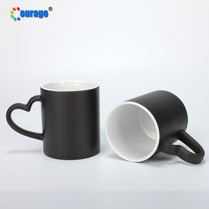 <span class=keywords><strong>Taza</strong></span> mágica de sublimación con mango de corazón, color mate, cambia de color, 11 onzas - Product Image 1