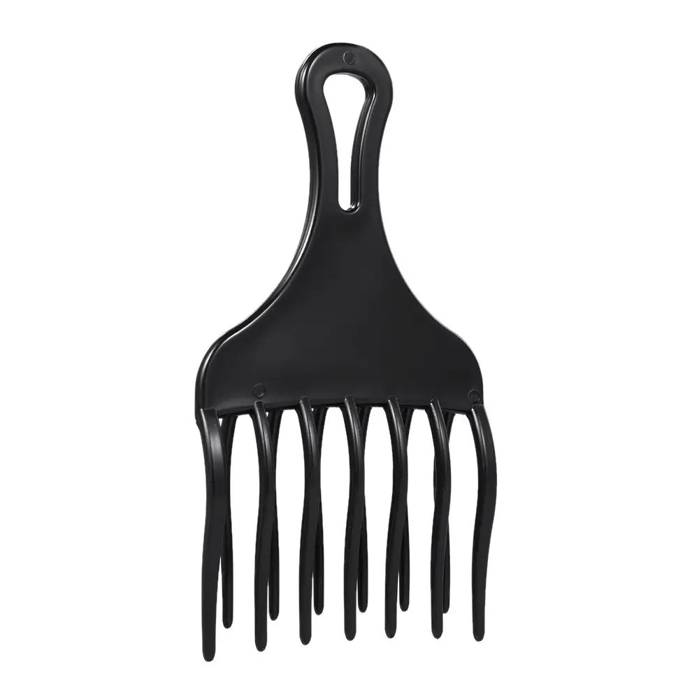 Salon Hairdressing Styling Tools Black Plastic Double Teeth Insert Wave Hair Pick Afro Comb for Man and Woman