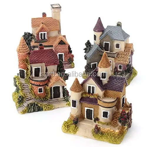 Moda Mini casa in resina casa in miniatura/giardino delle fate Micro paesaggio decorazione del giardino di casa artigianato in resina oem