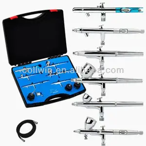 6 Kit Airbrush: Jarum 0.25/0.3/0.35/0.5Mm dengan Sikat Udara Gravitasi & Penyedot