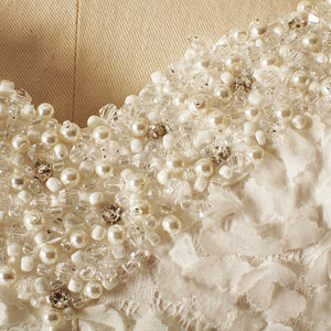 AH1526 Perlas de novia de escote de encaje tela crystal corset puffy vestido de bola 2016 vestidos de boda costosos - Product Image 3