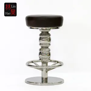 Modern <strong>Black</strong> Metal Stainless Steel Leather Seat Restaurant Hotel <strong>bar</strong> <strong>Stools</strong> - Product Image 1