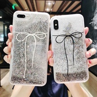 Cute Bow-knot Custom Liquid Glitter Quicksand Case para iPhone 15 Hard Cover para iPhone 16 16 Pro 16 Pro Max 16 E 17 17 Pro