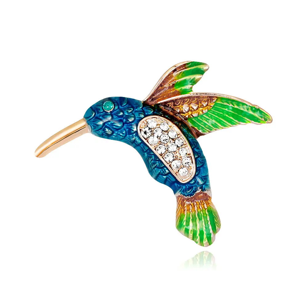 Strass Emaille Kolibris Brosche schöne Vogel Brosche