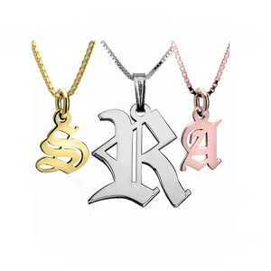 Custom Pendant Gold Silver <strong>Large</strong> <strong>Initial</strong> Big Alphabet Letter <strong>Necklace</strong> - Product Image 1