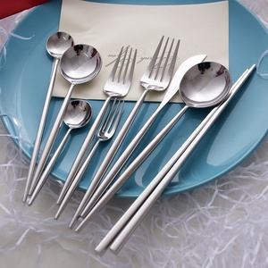 Elegante aço inoxidável talheres conjunto alta espelho polimento faca garfo colher talheres para casamentos - Product Image 2