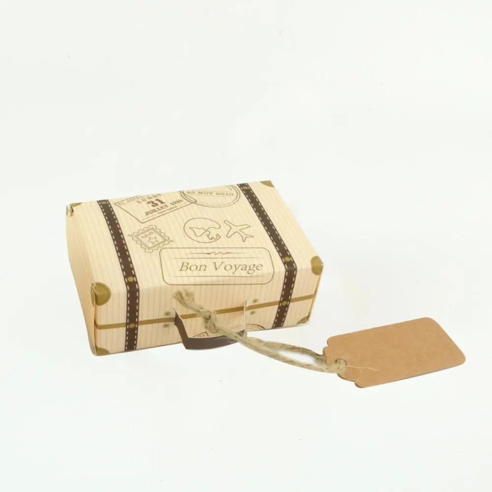 Mini Valise Kraft Boîte À Dragées Bonbonnière Mariage Coffrets Cadeaux Voyage Thème Fête pour Anniversaire Bébé Douche Boîte