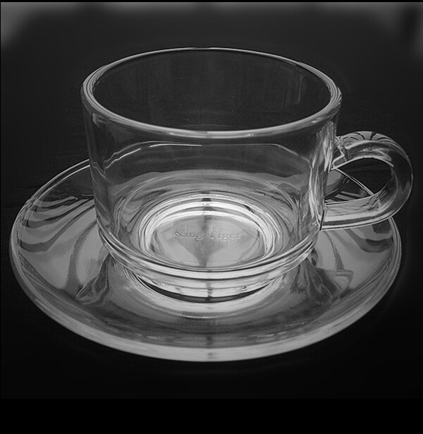 Glass coffee cup and saucer set