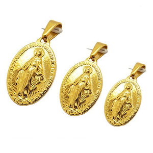 Le catholicisme guadalupe acier inoxydable <span class=keywords><strong>18</strong></span> k plaqué or conceptions hommes vierge marie religieux pendentif - Product Image 1