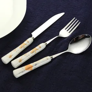 porcelain tableware box set ceramic tableware stainless steel knife and fork spoon