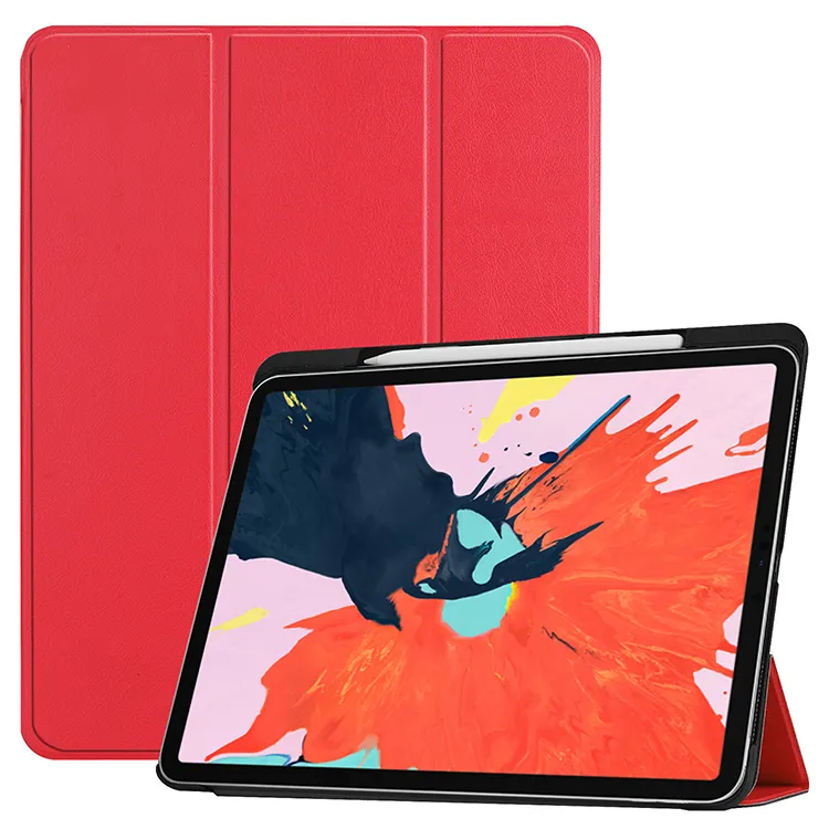 for iPad Air 2 Case with Pencil Holder Lightweight Soft TPU Back Cover and Trifold Stand with auto sleep wake