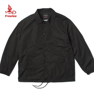 Wholesale Men <strong>Black</strong> Spring Hip Hop <strong>Sports</strong> Coaches <strong>Jacket</strong> with Stand Collar OEM Service - Product Image 2
