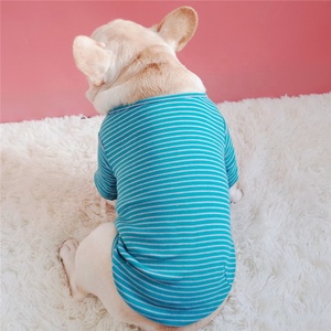 T-shirt rayé en pur coton, vêtement de <span class=keywords><strong>bouledogue</strong></span> français, printemps été 100% - Product Image 4