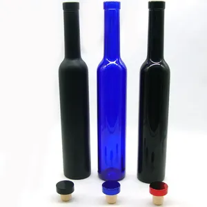 375ml שחור כחול עגול אריזת יין זכוכית בקבוק עבור סיטונאי