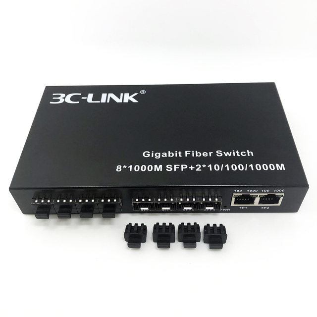 2 Port Gigabit Network Ethernet Switch 1000M * 8 SFP Port Fiber Optic Media Converter +2 RJ45 Netlink