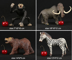 BEFLY 4pcs Small Wild Animal <strong>Monkey</strong> Bear Zebra Eco-friendly PVC Mammoth Model <strong>Toys</strong> for Ages 2-14+ Years - Product Image 3