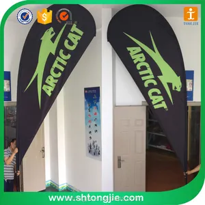 Advertising Banners Outdoor Custom Logo Design Printed Custom Flying Feather Teardrop Beach Flag Banner With Poles Spike Cross Base For Advertising