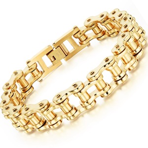 Chaîne <span class=keywords><strong>de</strong></span> main pour <span class=keywords><strong>homme</strong></span> fabriquée en Chine, <span class=keywords><strong>bracelet</strong></span> en acier inoxydable 3161, maillons dorés - Product Image 1