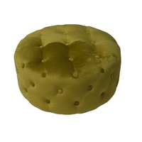 Pouf ottoman rond en tissu velours gris Bailey avec bouton