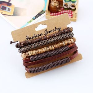 Vintage FAI DA TE <span class=keywords><strong>Intrecciato</strong></span> Pelle Bovina Guscio di noce di Cocco Corda di Canapa degli uomini Braccialetto di <span class=keywords><strong>Cuoio</strong></span> - Product Image 4