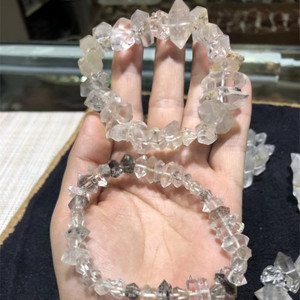 สร้อยข้อมือคริสตัลควอตซ์ปลายคู่,สร้อยข้อมือ <span class=keywords><strong>Herkimer</strong></span> ดิบจากธรรมชาติ - Product Image 3
