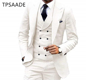 Chaleco de doble botonadura boda novio fiesta hecho a medida hombres trajes 3 piezas WPY0018 - Product Image 5