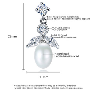 LUOTEEMI qualità Hot New Wedding da sposa bianco CZ colta <span class=keywords><strong>perle</strong></span> d'acqua dolce <span class=keywords><strong>orecchini</strong></span> - Product Image 2