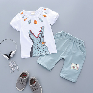 T-shirt d'été en gros et <span class=keywords><strong>pantalon</strong></span> deux pièces ensemble nouveau-né bébé garçons vêtements - Product Image 3