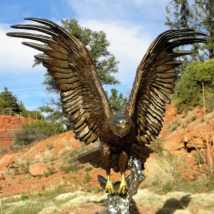 รูปปั้นนกอินทรีทองเหลืองโลหะปีกใหญ่บรอนซ์,สำหรับตกแต่งสวนกลางแจ้ง