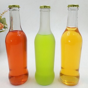 All'ingrosso bottiglia da Cocktail in vetro trasparente opaca a forma di <span class=keywords><strong>gelo</strong></span> rotonda bottiglia di vetro Rio con tappo a corona 275ml di vetro di vino - Product Image 3