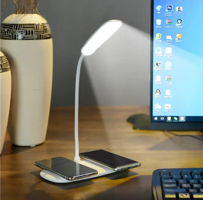 QI Wireless Charger LED Table Lamp for Smart Devices, QI wireless charger