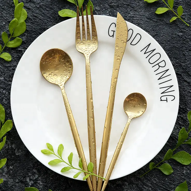 Luxury Matte Gold Cutlery with High Quality Stainless Steel