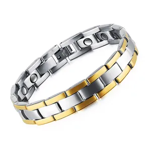 Lefeng pulseira magnética masculina, bracelete de aço inoxidável titânio amega germânio para saúde