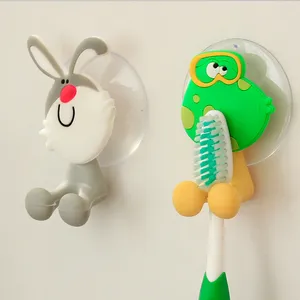 Porte-brosse à dents multifonctionnel en silicone pour animaux de dessin animé avec ventouse murale