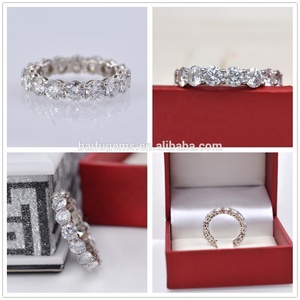 Prachtige Mode Ring Sieraden Rond Gesneden Moissaniet Diamant 18K Gouden Eternity Band Ring - Product Image 2
