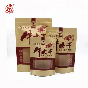 Yuanzhong paketi gıda sınıfı özel baskı Stand Up Kraft kağıt torba fındık/aperatif/çerez