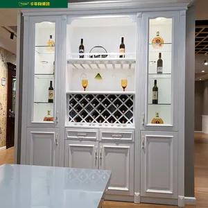 欧式豪华装饰客厅家居家具柚木密度板木材定制墙角葡萄酒储物柜现代设计