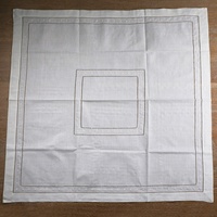 TC001 Décoration de mariage et de Noël, nappe en coton ramie beige 32 x 32 pouces, broderie à pois suisses, ourlet à pointes