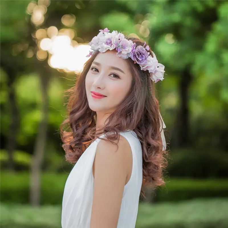 Festival Wedding Flower Big Rose Crown Headband Beach Floral Garland Hair Band Accessory Bohemian Headwear