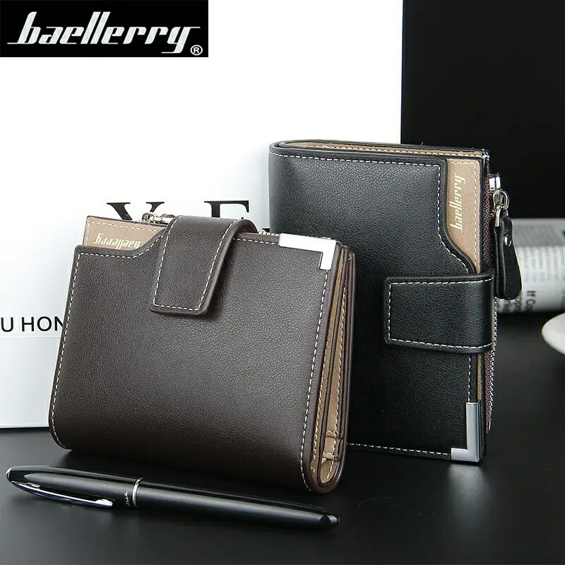 baellerry 2021 short travel wallet card holder pu leather small wallet With Hasp Zipper billeteras cuero cartera de hombre