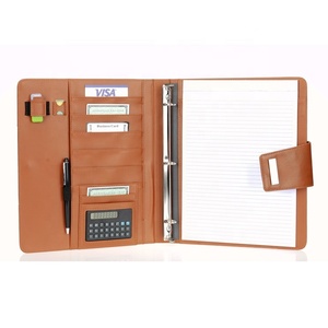 Fournitures de bureau scolaire personnalisées Sac à documents Porte-documents Nouveau classeur A4 <span class=keywords><strong>en</strong></span> cuir PU Portefeuille à fermeture éclair Classeurs à 4 anneaux 20 pages - Product Image 3