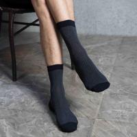 Chaussettes d'affaires en coton au design classique pour hommes, couleur unie