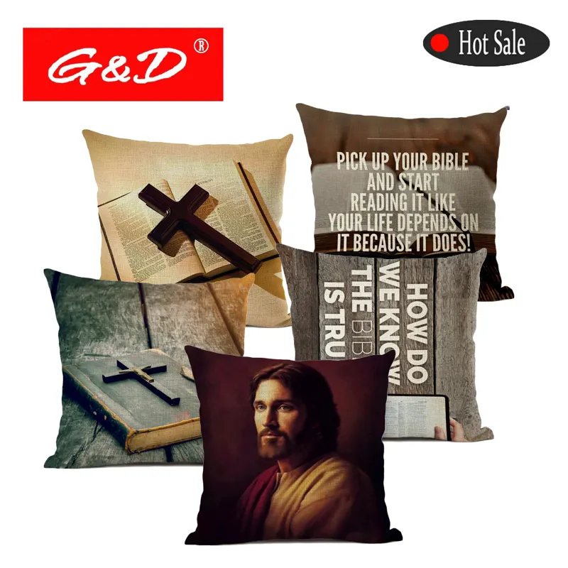 G&D Art Culture Christian Jesus Bible Cross Pattern Living Room Pillow Cushion