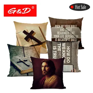 G & D 예술 문화 기독교 예수 성경 크로스 패턴 거실 베개 쿠션