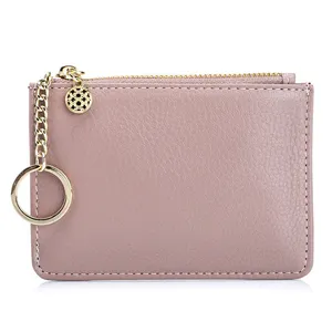 Nieuwe Mode Japan Stijl Mini Lederen Portemonnee Pouch Eenvoudige Elegante Lederen Rits Clutch Sleutelhouder Groothandel