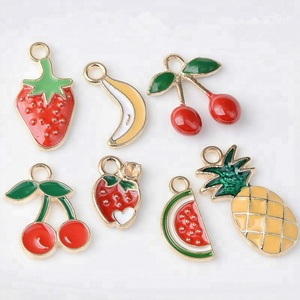 Wholesale Oil Drop Hair Shoes Strawberry Cherry Banana Pineapple Watermelon Charm Alloy Chic Fruit Earrings Pendant