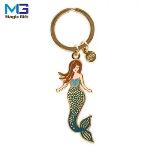 Mermaid Keychain Keyrings Beach Nautical Sea Creature Shells Blue Fish Scales Charm Jewelry for Womens with Gifts Bag