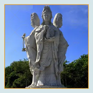 Große chinesische berühmte Stein buddhistischen Tempel dekorative religiöse Figur weißen Marmor Kwan Yin Statue