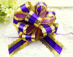 Đồng Bằng Poly Ribbon Quà Tặng Valentine Gói Trang Trí Dây Rút POM POM Kéo Cung